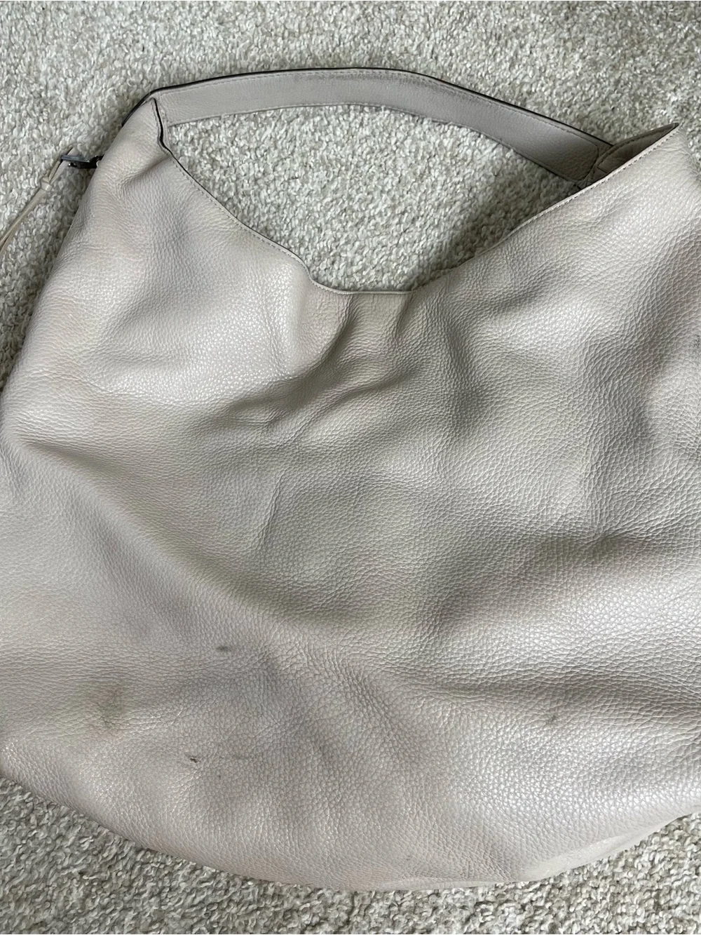 Rebecca Minkoff Grey Pebbled Hobo Shoulder Bag Zip Silver Hardware